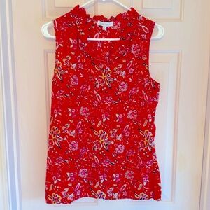 Beautiful Rose and Olive Sleeveless Blouse - Sz S